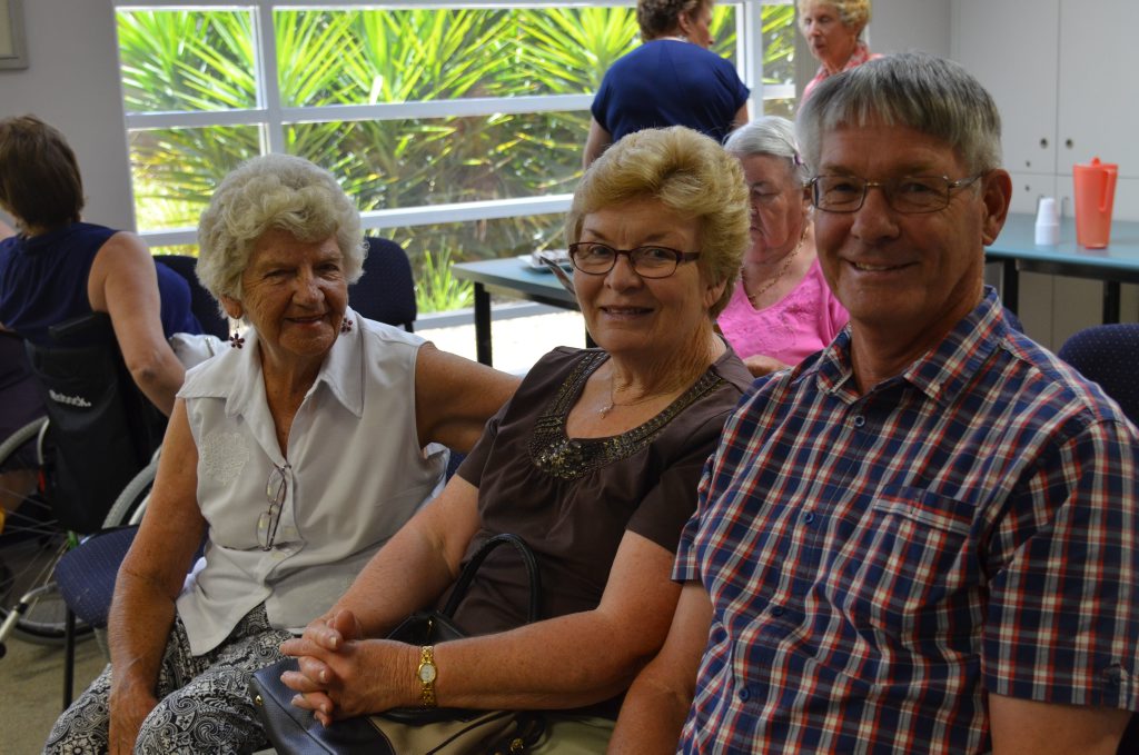 Yvonne Reid, Therese and Allen Cooper at Warwick Library for Deborah Wheeler's presentation. Photo Sophie Lester / Warwick Daily News